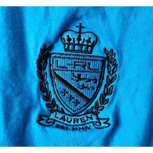 Vintage Blue Ralph Lauren Large Active Embroidered Shield Tee Shirt - Picture 3 of 6